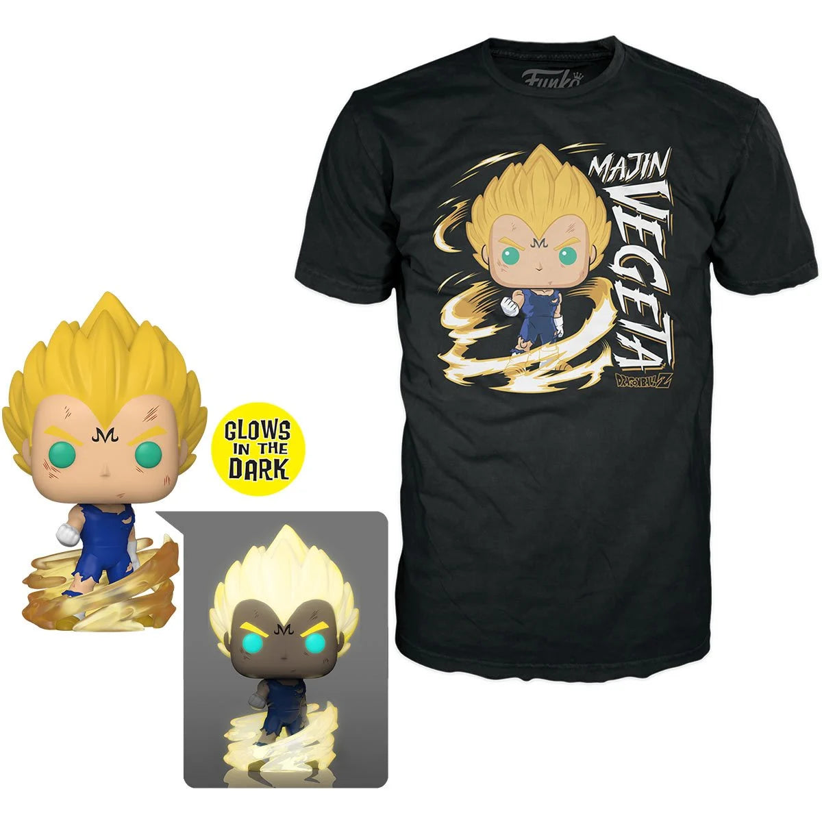 POP! - DRAGON BALL Z #862 MAJIN VEGETA POP AND TEE GLOW- N -THE -DARK BUNDLE 2XL