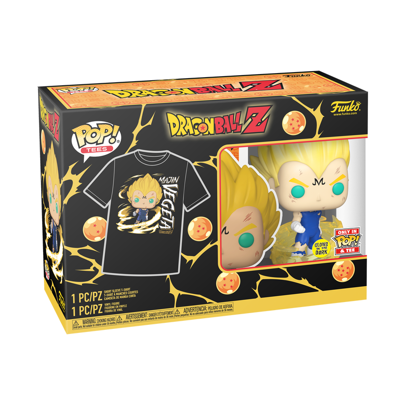 POP! - DRAGON BALL Z #862 MAJIN VEGETA POP AND TEE GLOW- N -THE -DARK BUNDLE 2XL