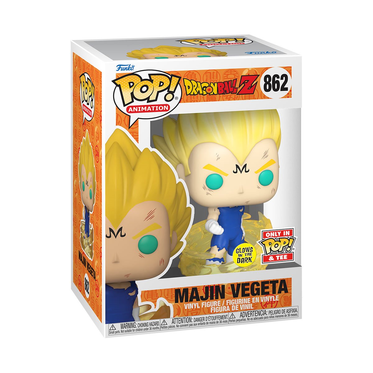 POP! - DRAGON BALL Z #862 MAJIN VEGETA POP AND TEE  GLOW- N -THE -DARK BUNDLE 2XL