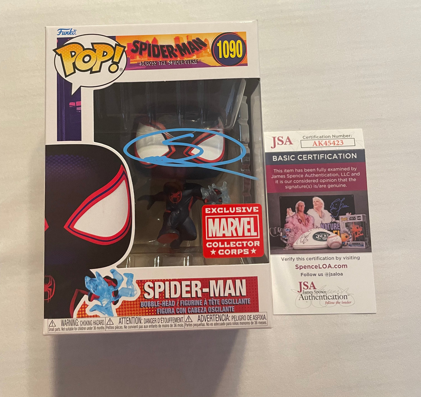 Autographed miles morales 1090 funko pop by Shameik Moore authenticated by jsa