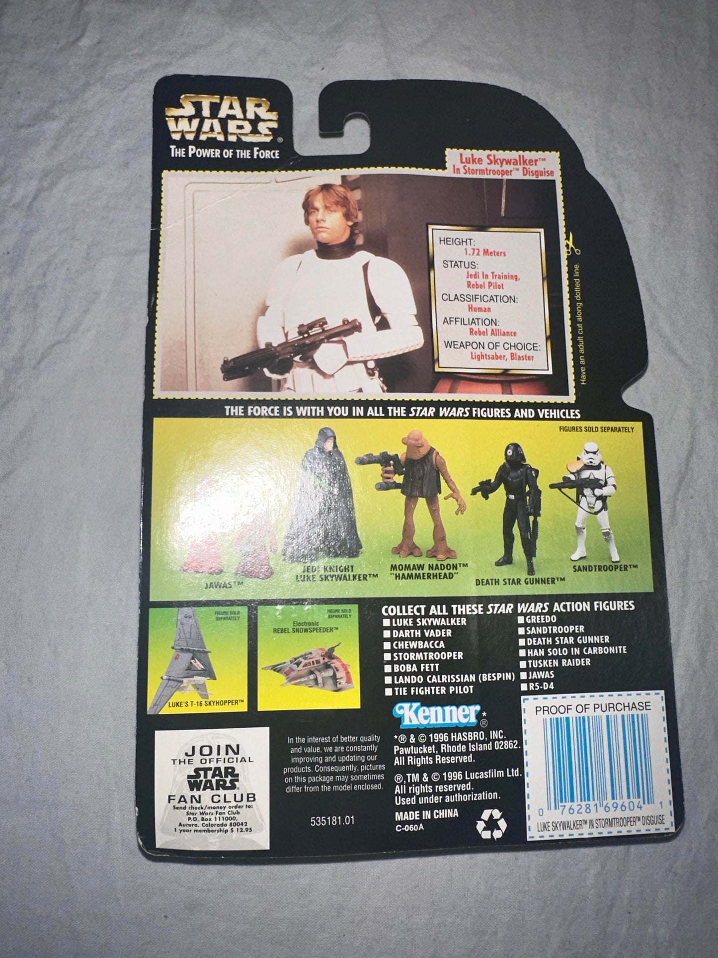 ACTION FIGURE - STARWARS THE POWER OF THE FORCE - LUKE SKYWALKER ( AS STORMTROOPER)